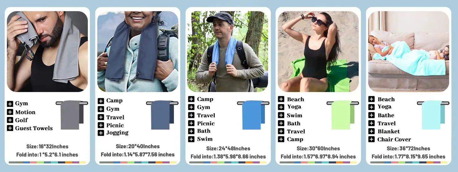 Microfiber towel perfect for travel trip gym pool beach backpacking shower