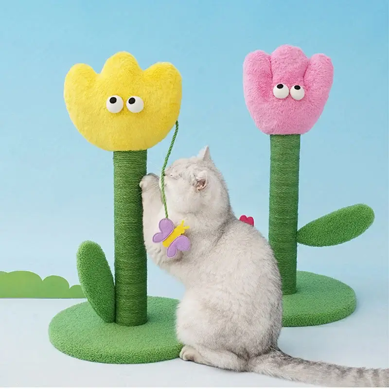 Cat having fun with Tulip Cat Post